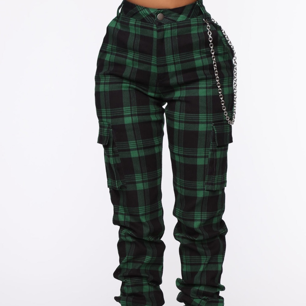 Never over plaid joggers - green/combo